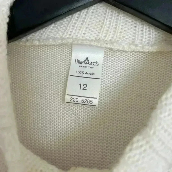 Vintage Knit Sweater Embroidered White Silver Floral Made in Italy Women's 12 - Picture 3 of 5